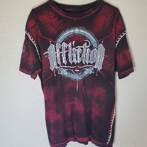 Affliction Maroon with white stitching T-shirt